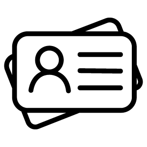 Simple line graphic of a membership card stacked on top of another card.