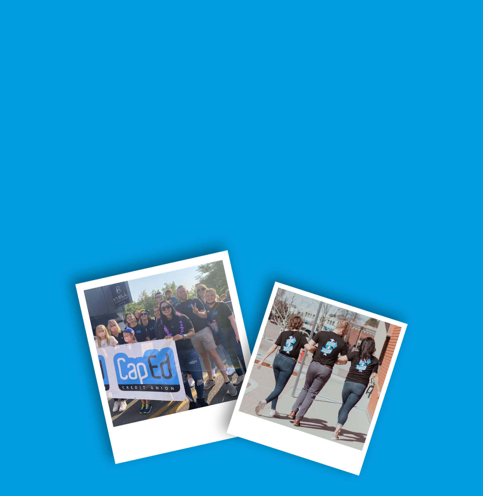 CapEd Credit Union staff members participating in community parades and volunteer work.