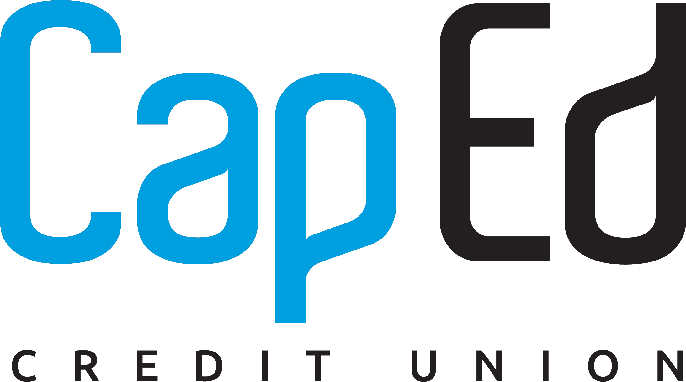 CapEd Credit Union logo in blue and black together.