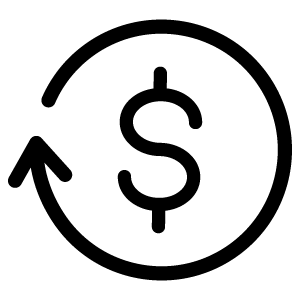 Dollar sign with an arrow circling around it.