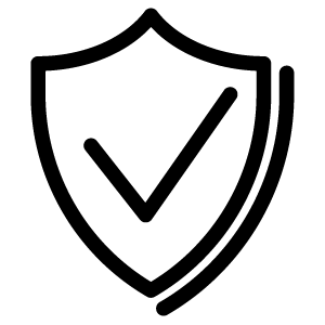 Pair of shields witha a checkmark over the top.