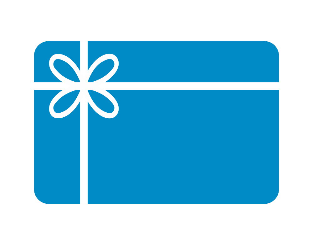 Stylized icon of a gift card.