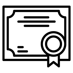 Stylized graphic of a certificate.
