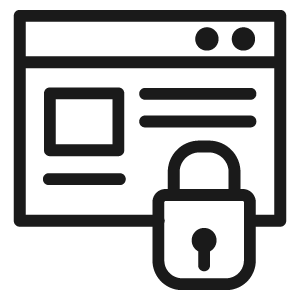 Internet browser window with a lock over the top.