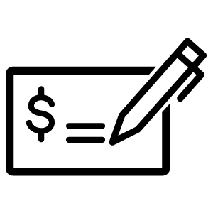 Pen drawing a signature on a check.
